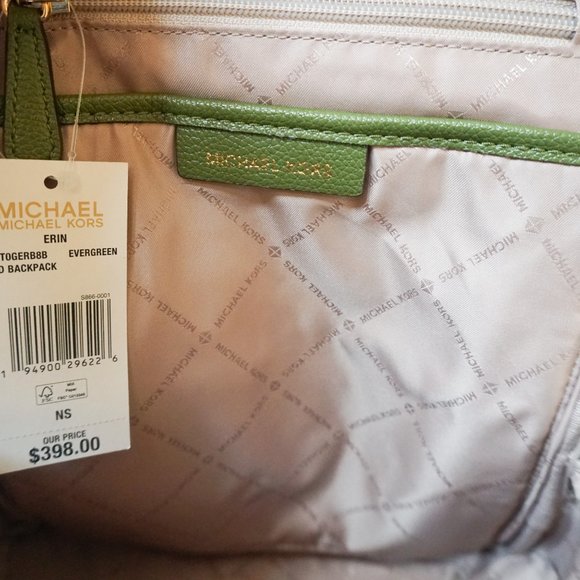 Michael Kors Medium Backpack MK Brown Green - Picture 10 of 11